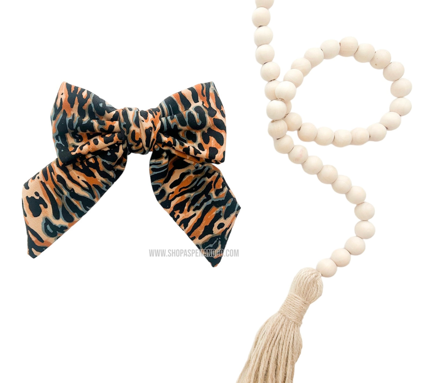 Fluffy Dog Collar Bow Tie - Belize (Leopard)