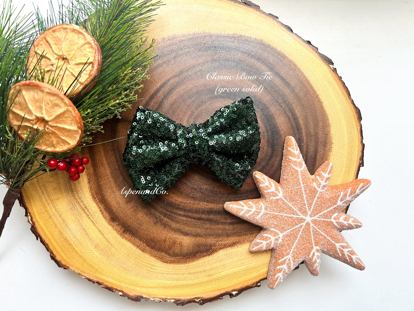 Fluffy Dog Collar Bow Tie - Christmas Sparkle (you choose style)