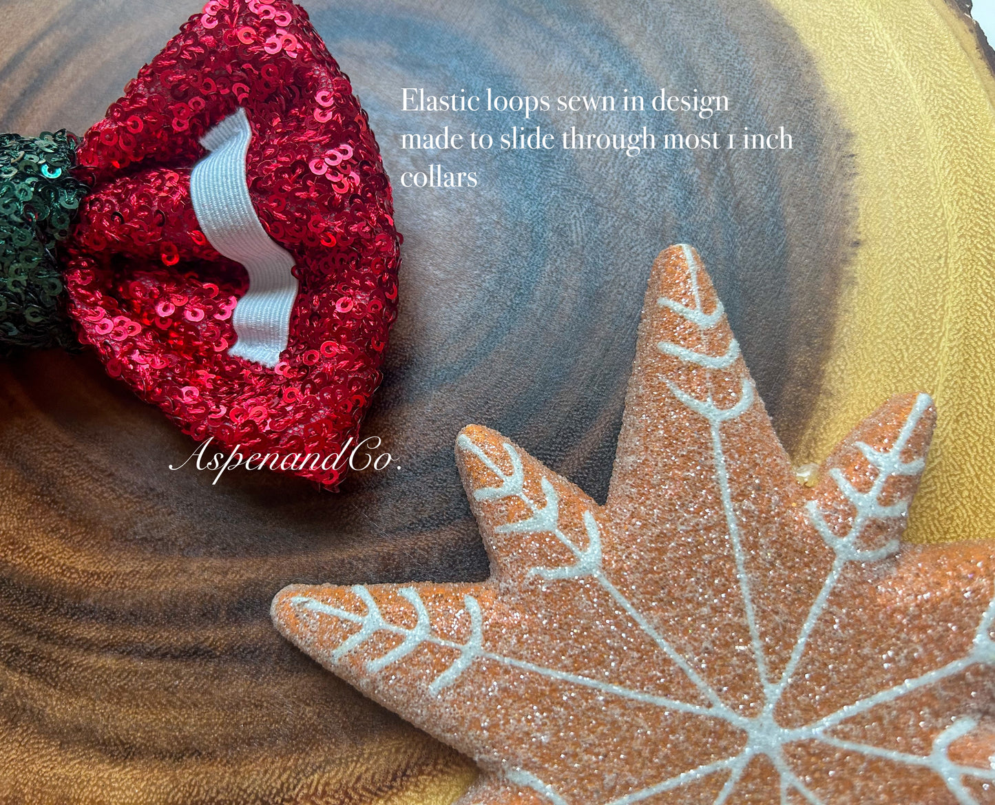 Fluffy Dog Collar Bow Tie - Christmas Sparkle (you choose style)