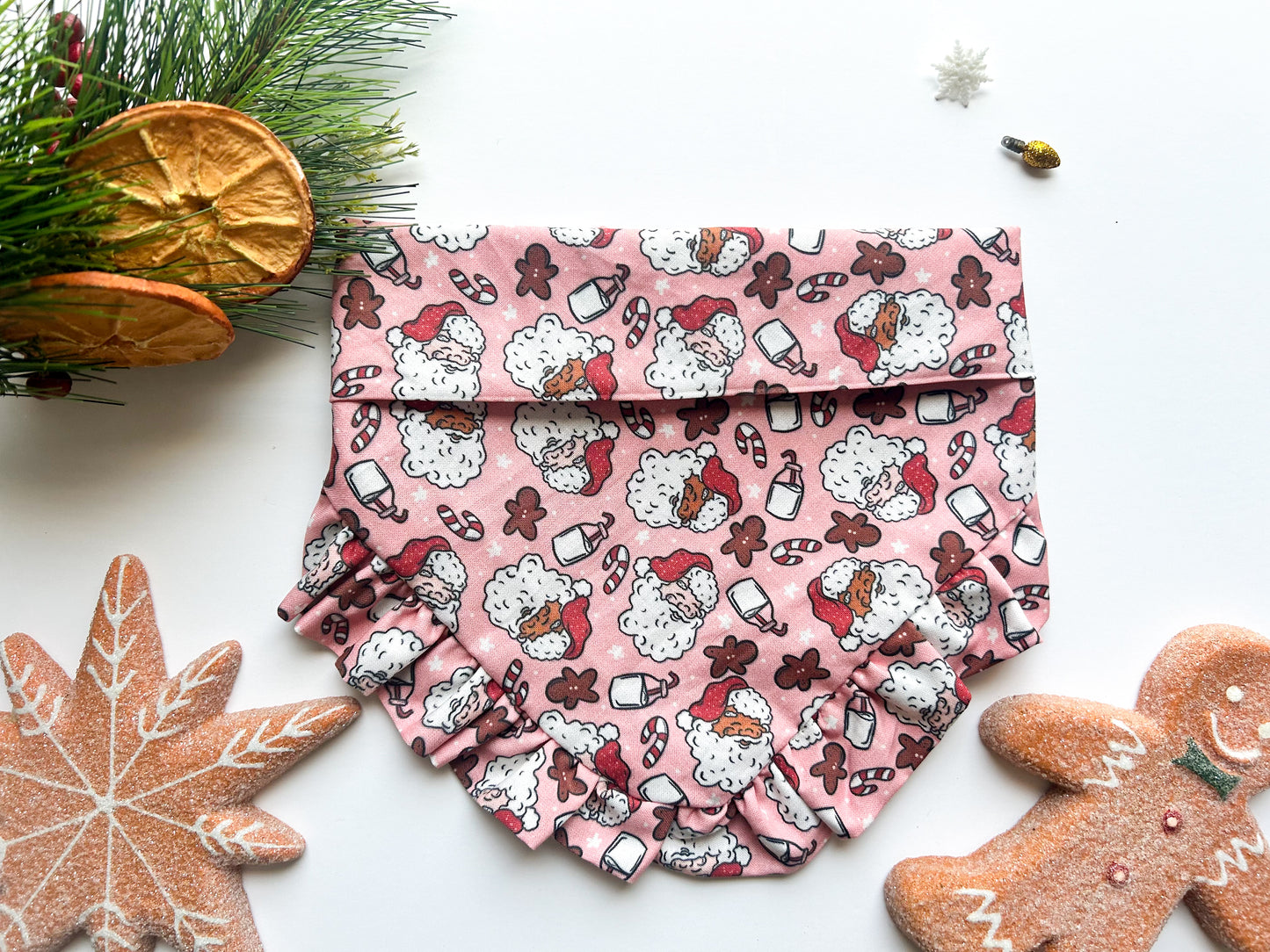Saint Nick Pink (Ruffles or Original - You Choose ) - Holiday Dog Bandana