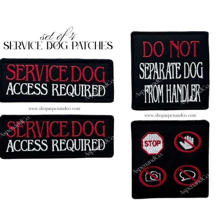 service dog patch set access required do not separate dog from handler embroidered patches