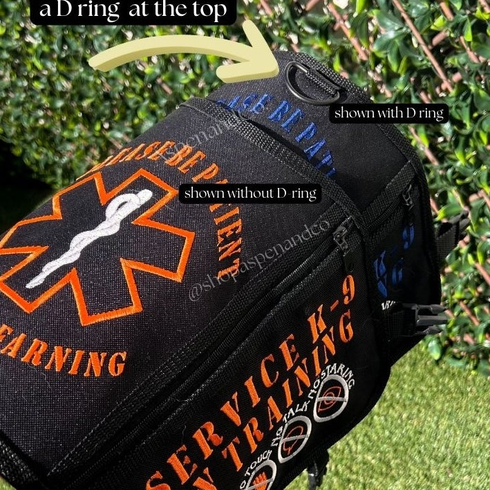 Service dog in training tactical vest with zippered pockets by Aspen and Co