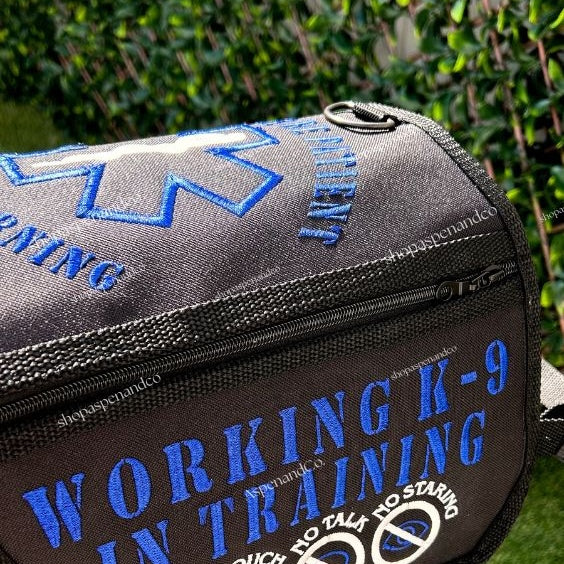 working k9 tactical dog harness with embroidery and zippered pockets