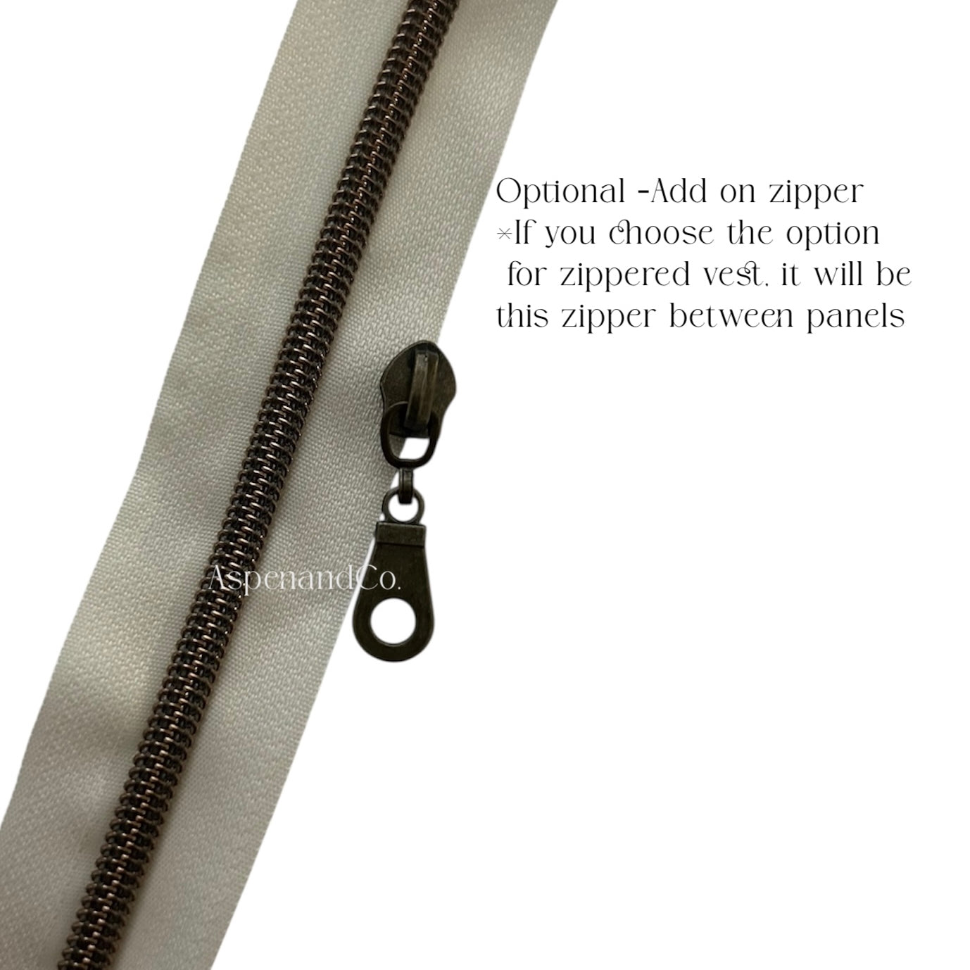 option zipper add on shown