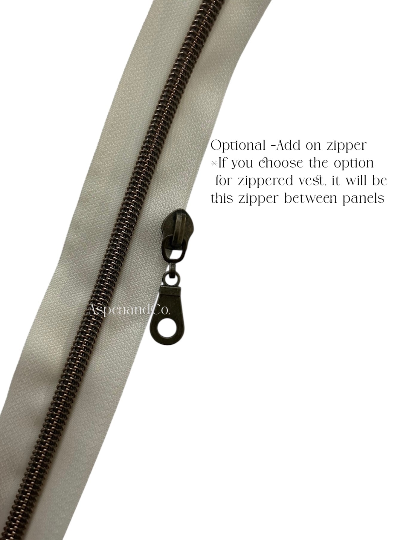 option zipper add on shown