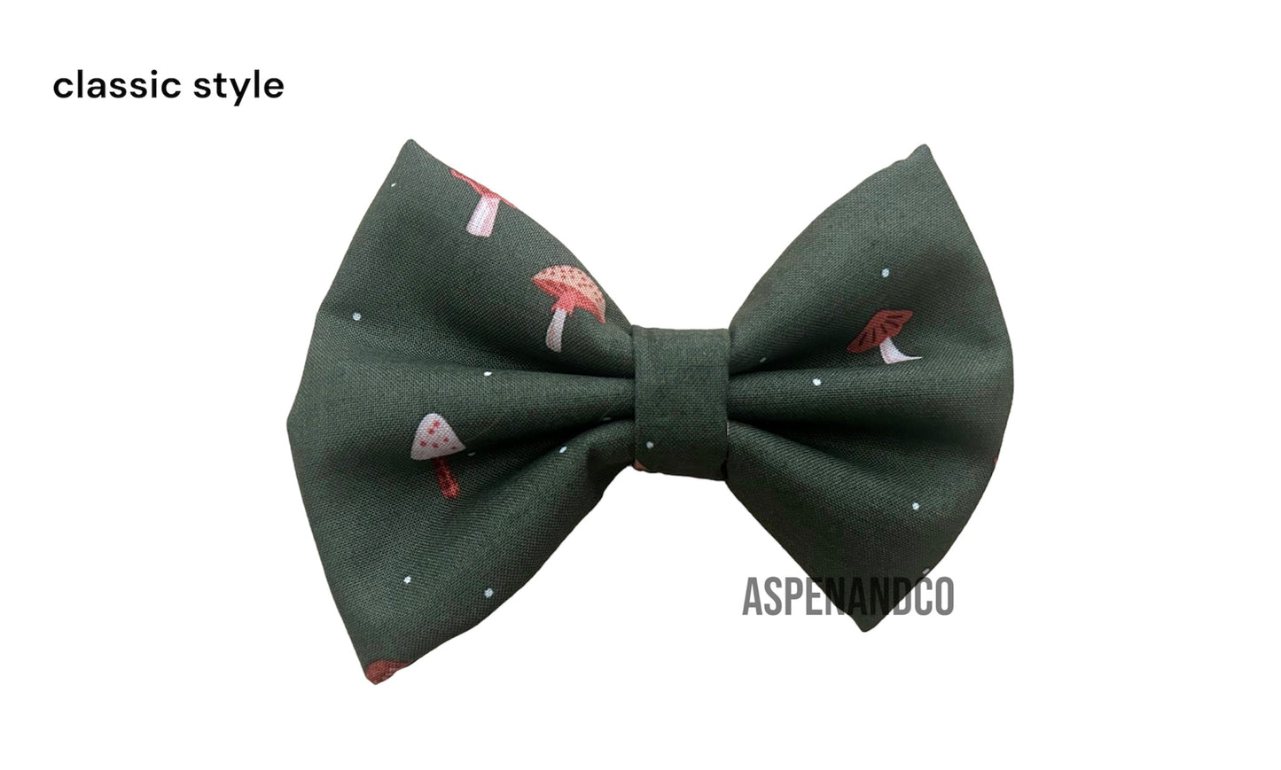 Fluffy Dog Collar Bow Tie - Mushrooms