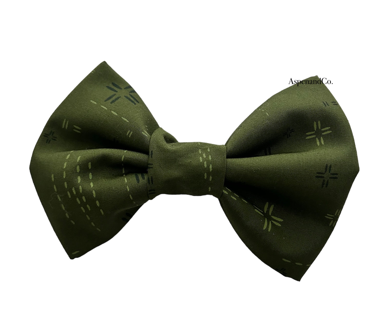 Fluffy Dog Collar Bow Tie - Olive