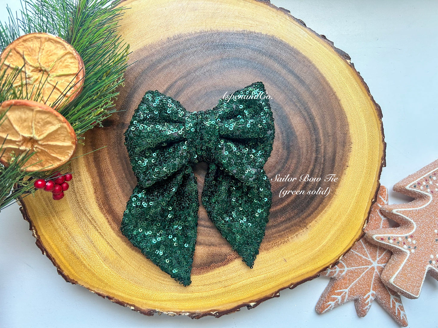 Fluffy Dog Collar Bow Tie - Christmas Sparkle (you choose style)