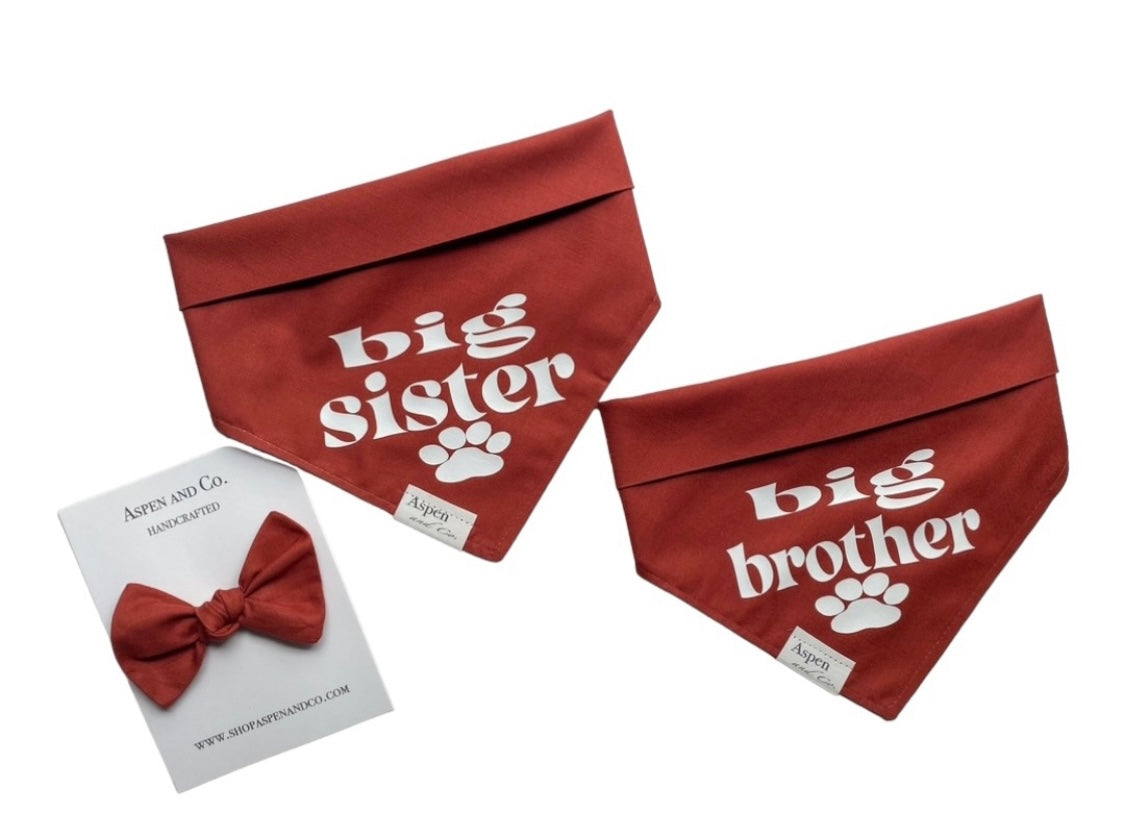Big Bro and Big Sis Baby Announcement Dog Bandana (Pregnancy Announcement)
