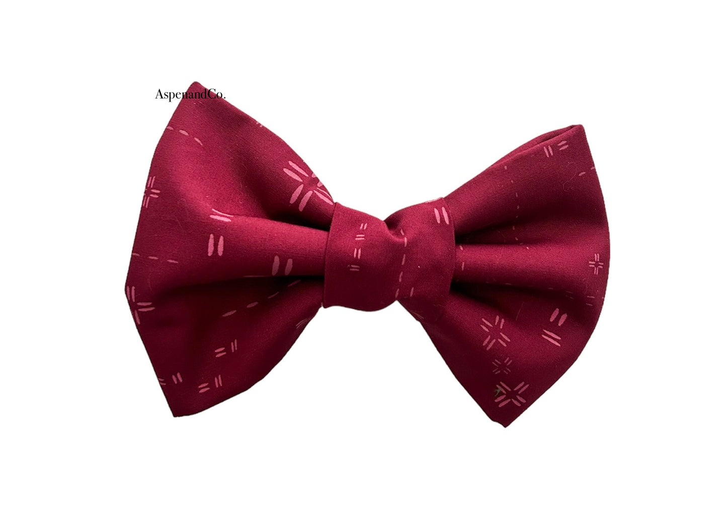 Fluffy Dog Collar Bow Tie -Burgundy
