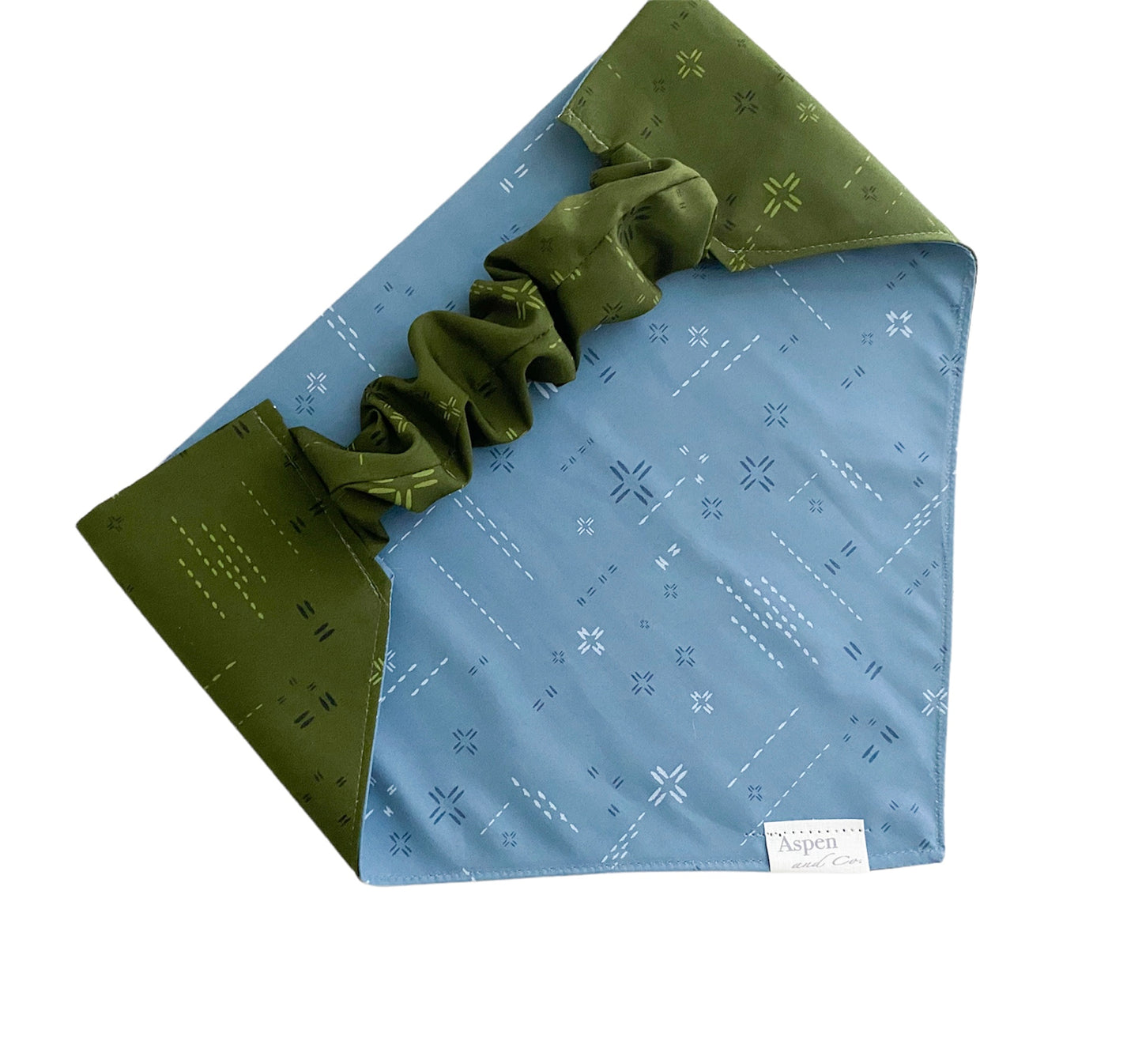 Reversible Headbandana Olive + Robins Egg (Elastic Dog Bandana)