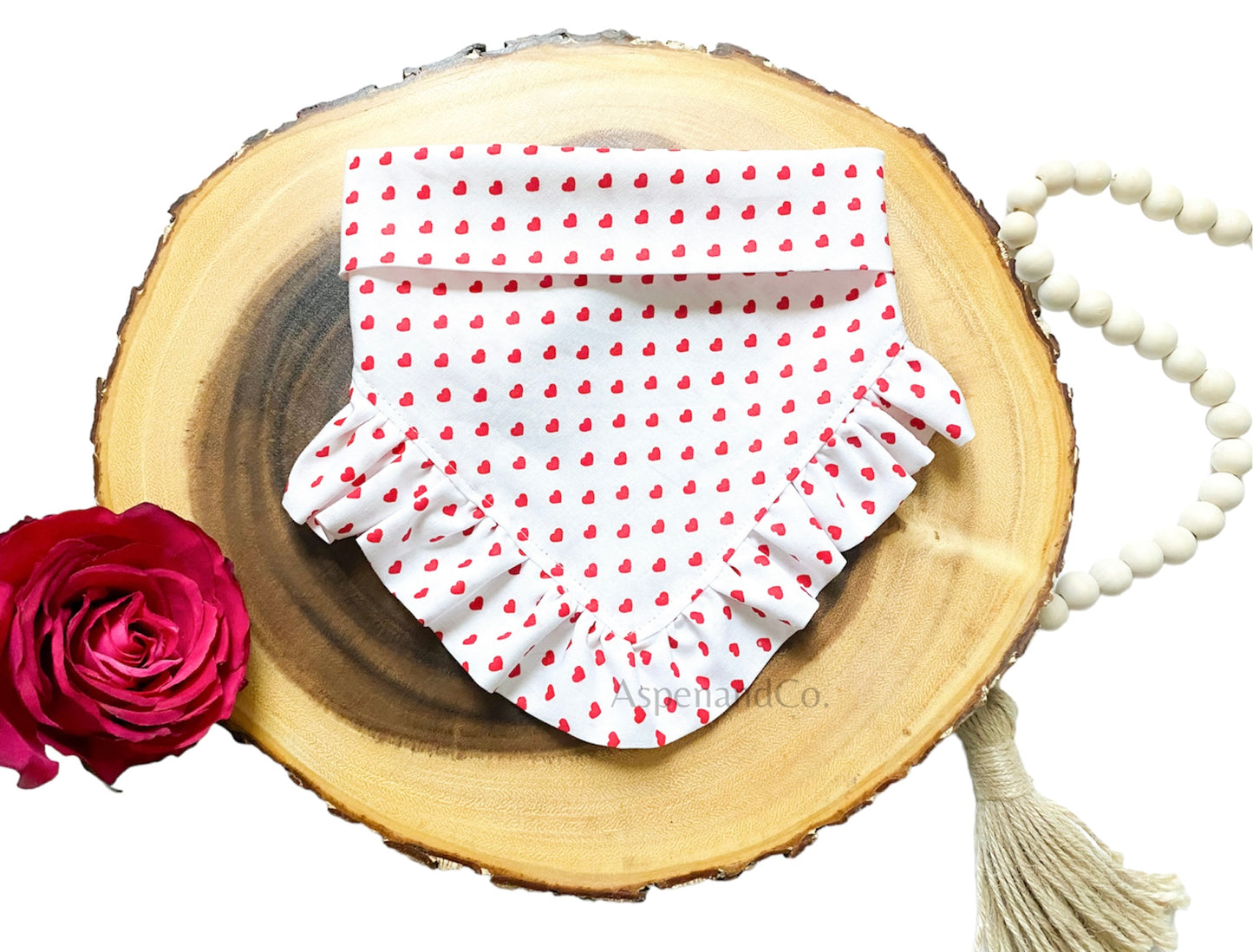 Ruffled Sweetheart Dog Bandana (white)