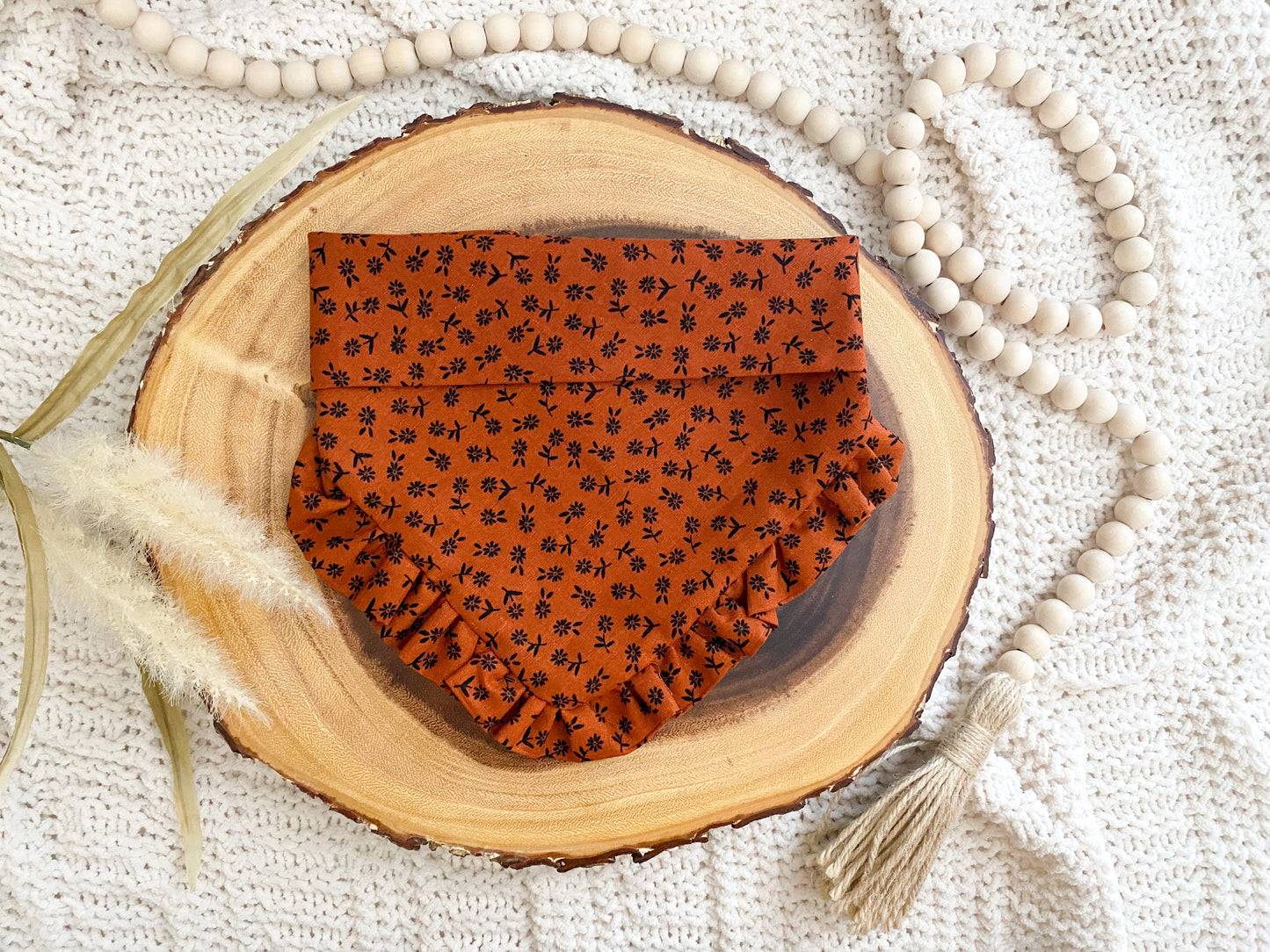 Rust Florals with Ruffles - Fall Dog Bandana
