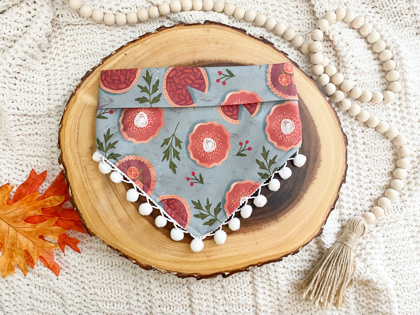Sweetie Pie with Pom Poms - Fall Dog Bandana