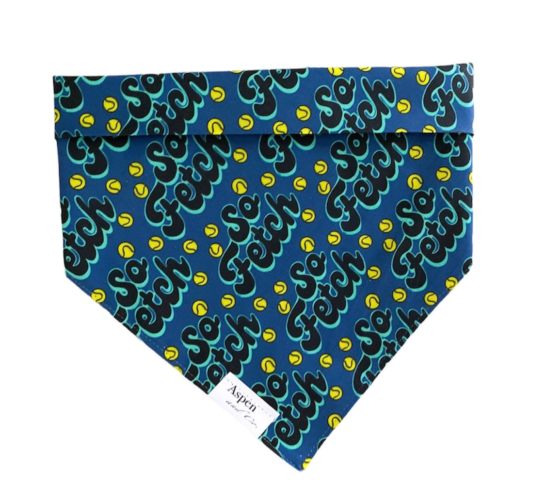 Dog Bandana - Fetch - Funny Dog Bandana, Tennis Balls Puppy Bandana, Dog Accessories, Dog Bow, Puppy Accessories, Dog Lover Gift