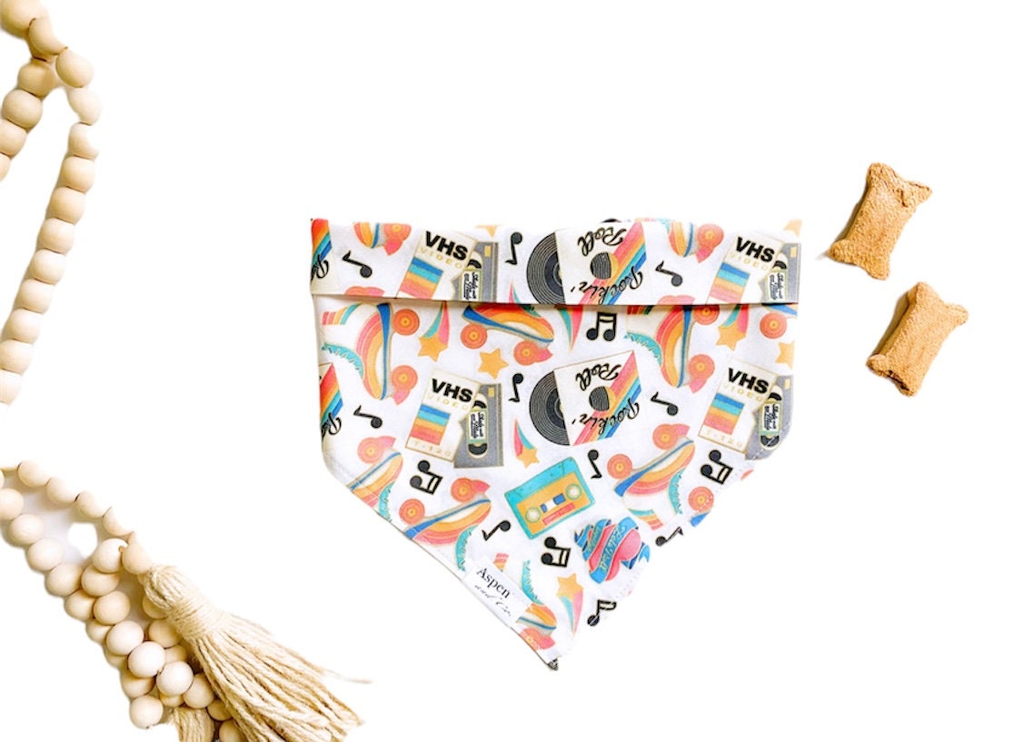 Dog Bandana - Nostalgia - Roller Skates Dog Bandana, Puppy Bandana, I love the 90s, Dog Lover Gift, Dog Mom Gift, 90s kid bandana