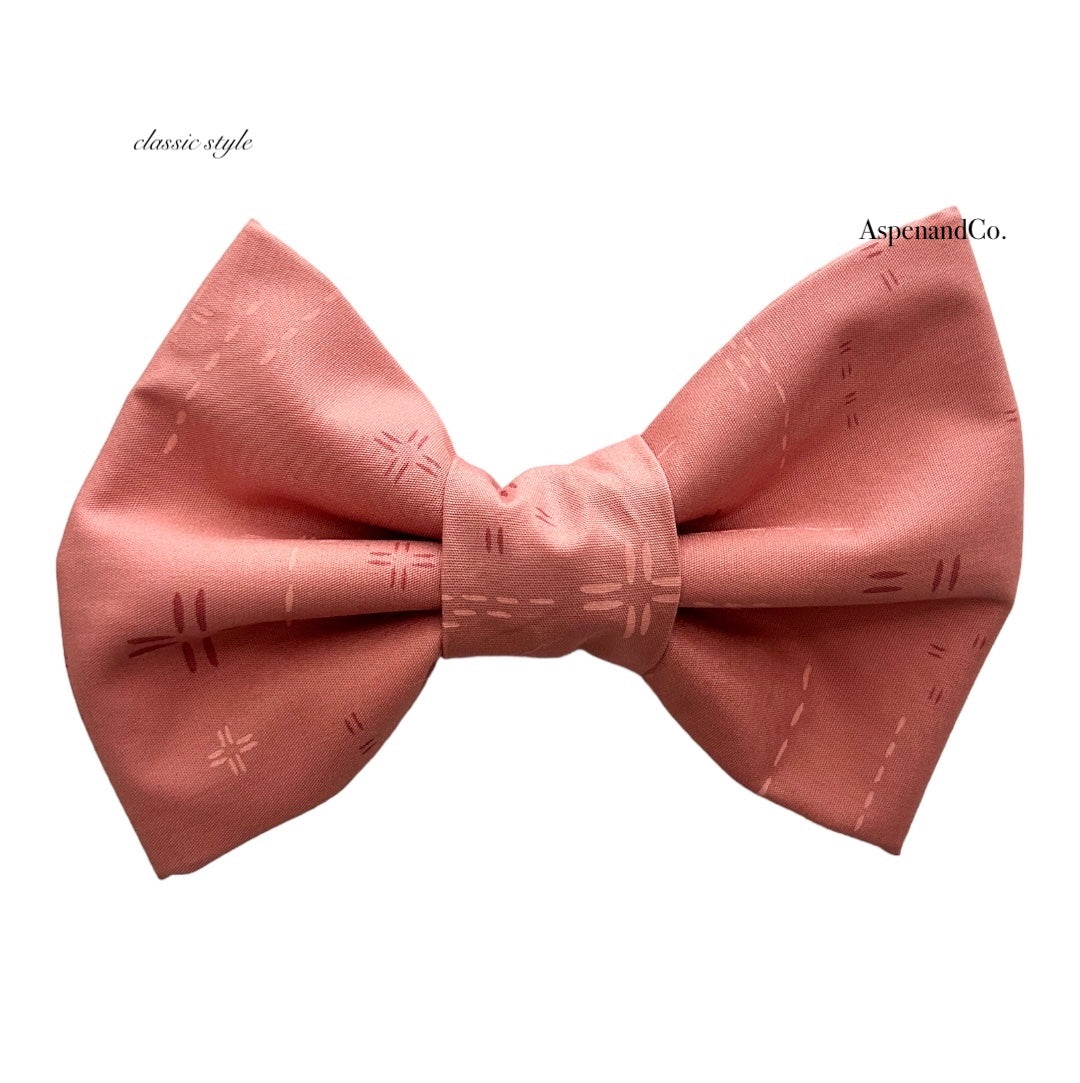 Fluffy Dog Collar Bow Tie - Pink