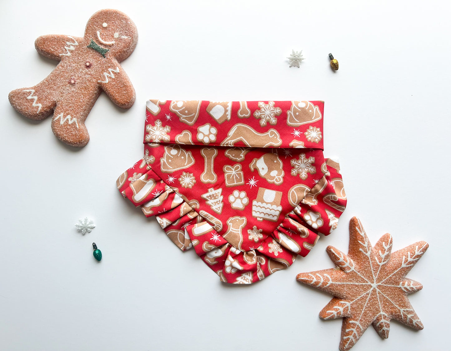 Gingerbread Cookies (Red - Ruffles or Original) - Holiday Dog Bandana