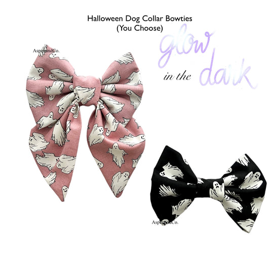 Ghost Halloween Dog Bow Tie ( Glow in the Dark)