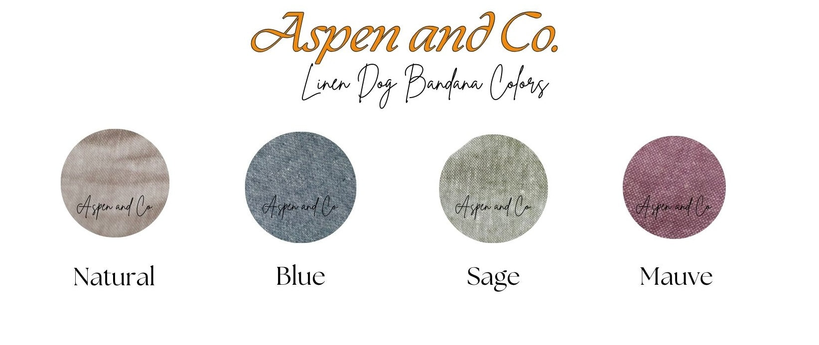 Neutral linen fabric color options chart for embroidered dog bandanas, displaying a range of soft and natural shades to customize your pet’s accessory.