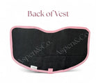 Pink floral service dog vest with professional black paneling back easy to wipe and durable.