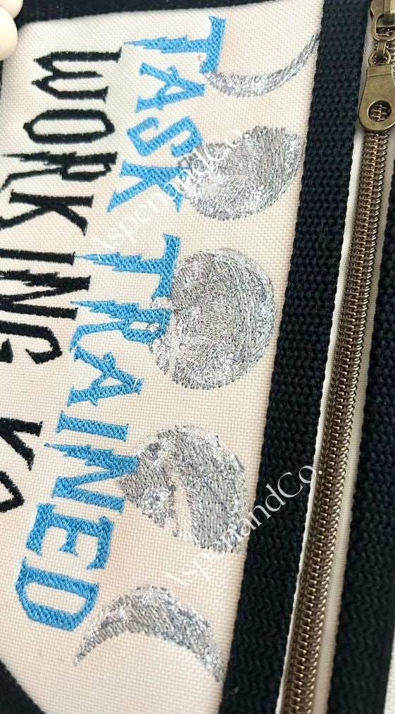 Close up of working k9 dog vest side panel with zipper