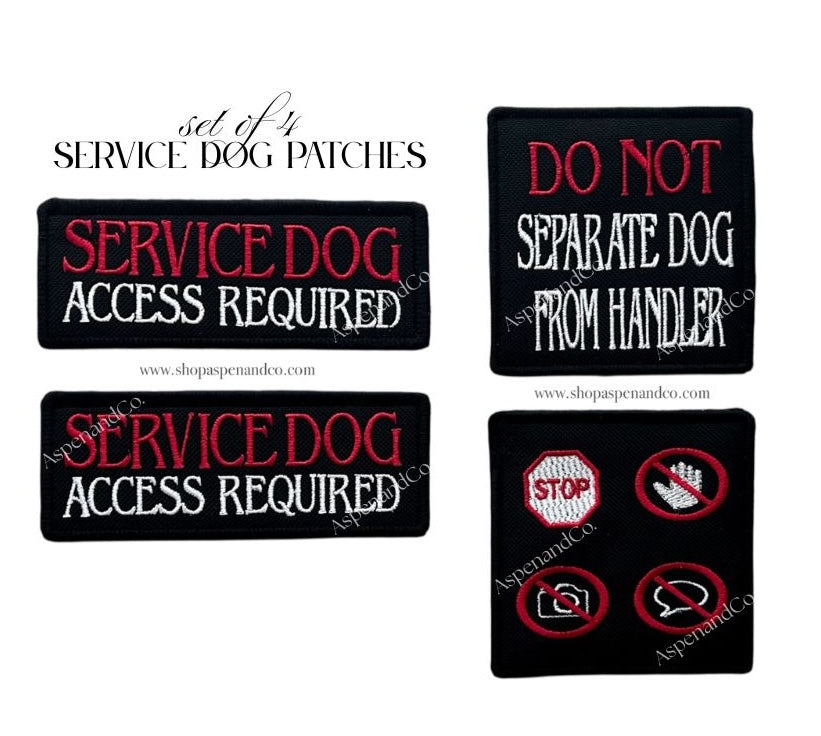 service dog patch set access required do not separate dog from handler embroidered patches