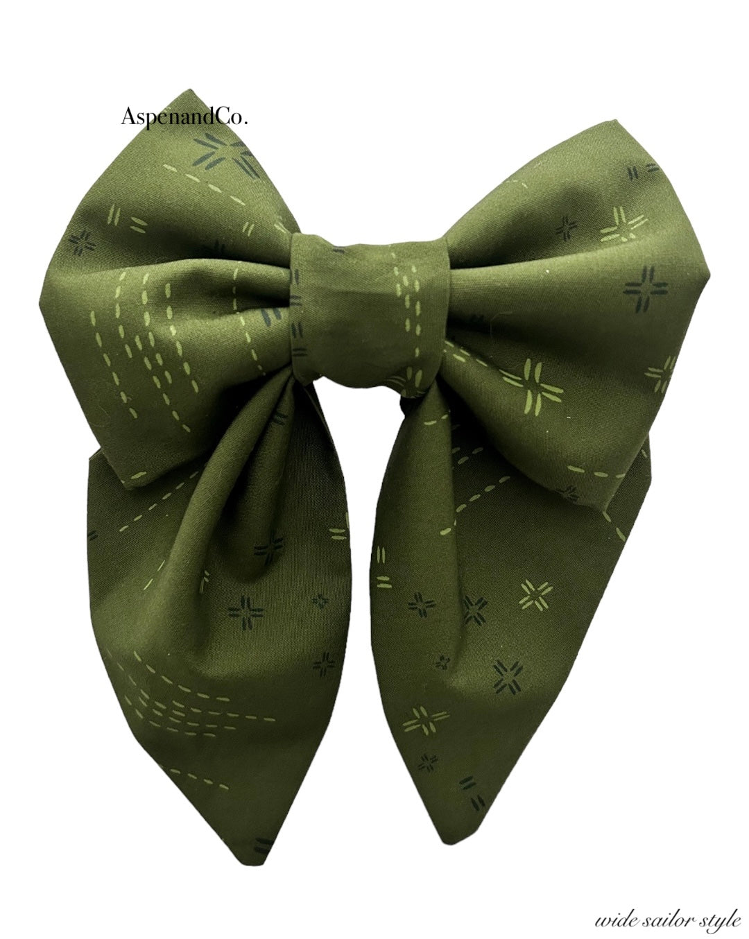 Fluffy Dog Collar Bow Tie - Olive