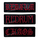 Three tactical dog patches with bold embroidered lettering 6x2"