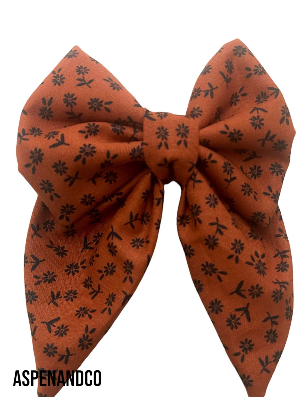 Fluffy Dog Collar Bow Tie - Rust Florals